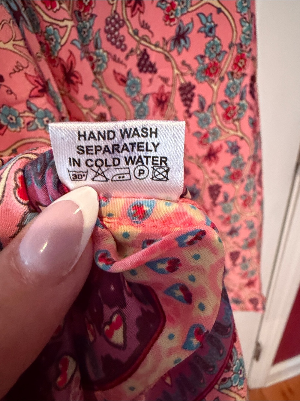 India Boutique Coral Floral Midi Dress with Teal Accents - Picture 5 of 7